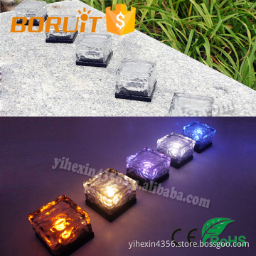 Solar Glass Ice Cube lights Waterproof Garden In-groud Buried Light Lawn Decorative LED lights Brick Pavers Lighting